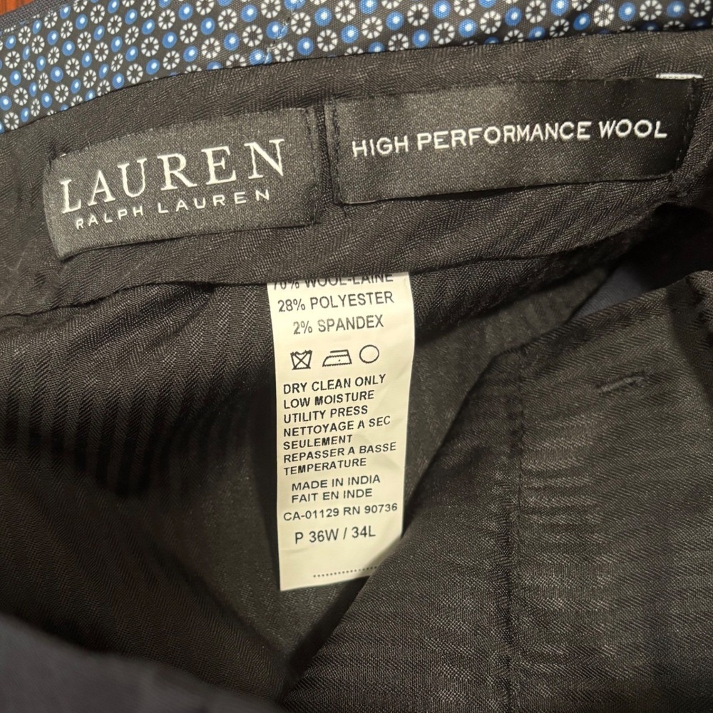 Lauren Ralph Lauren Mens Ultraflex Dress Pants 36x34 Blue Wool Blend Classic - Picture 4 of 6